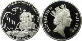 Weltmünzen und Medaillen, Fidschi / Fiji. Mondlandefähre. 10 Dollars 1994. 31,47 g. 0.925 Silber. 0.94 OZ. KM 70. Polierte Platte
