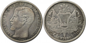 Weltmünzen und Medaillen, Guatemala. Rafael Carrera. 1 Peso 1864 R, Silber. KM 182. Sehr schön