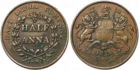 Weltmünzen und Medaillen, Indien / India. Britisch - Indien. Half Anna 1835, Kupfer. KM 447.1. Fast Vorzüglich