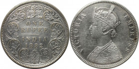Weltmünzen und Medaillen, Indien / India. Britisch Indien. Viktoria (1837-1901). 1 Rupee 1882, Silber. KM 492. Vorzüglich-Stempelglanz