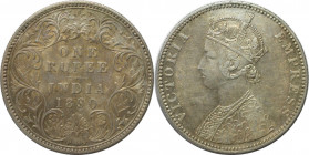Weltmünzen und Medaillen, Indien / India. Britisch Indien. Viktoria (1837-1901). 1 Rupee 1890, Silber. KM 492. Vorzüglich-Stempelglanz
