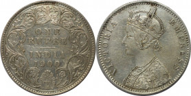 Weltmünzen und Medaillen, Indien / India. Britisch Indien. Viktoria (1837-1901). 1 Rupee 1900, Silber. KM 492. Vorzüglich-Stempelglanz