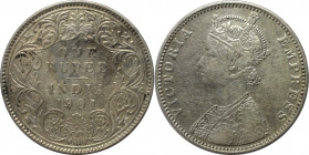 Weltmünzen und Medaillen, Indien / India. Britisch Indien. Viktoria (1837-1901). 1 Rupee 1901, Silber. KM 492. Vorzüglich