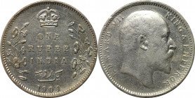 Weltmünzen und Medaillen, Indien / India. Britisch Indien. Edward VII. (1901-1910). 1 Rupee 1904, Silber. KM 508. Vorzüglich