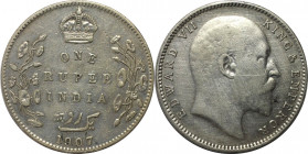 Weltmünzen und Medaillen, Indien / India. Britisch Indien. Edward VII. (1901-1910). 1 Rupee 1907, Silber. KM 508. Vorzüglich