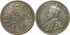 Weltmünzen und Medaillen, Indien / India. British Indien. George V. (1910-1936). 1 Rupee 1917, Silber. KM 524. Vorzüglich-Stempelglanz