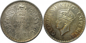 Weltmünzen und Medaillen, Indien / India. Britisch Indien. Georg VI. (1936-1947). 1 Rupee 1938, Silber. KM 554. Stempelglanz. Berieben. Kratzer.