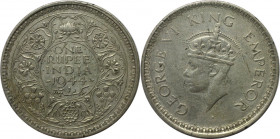 Weltmünzen und Medaillen, Indien / India. Britisch Indien. Georg VI. (1936-1947). 1 Rupee 1944, Silber. KM 557.2. Vorzüglich