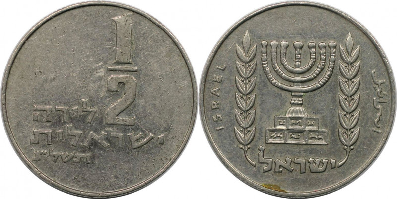 Weltmünzen und Medaillen, Israel. Menorah. 1/2 Lira 1973. Kupfer-Nickel. KM 36.1...