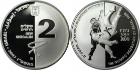 Weltmünzen und Medaillen, Israel. XXIX. Olympische Sommerspiele, Peking 2008 - Judo. 2 New Sheqalim 2007. 28,80 g. 0.925 Silber. 0.86 OZ. KM 427. Aufl...