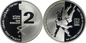 Weltmünzen und Medaillen, Israel. XXIX. Olympische Sommerspiele, Peking 2008 - Judo. 2 New Sheqalim 2007. 28,80 g. 0.925 Silber. 0.86 OZ. KM 427. Aufl...