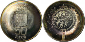 Weltmünzen und Medaillen, Israel. Gegenstempel-s.Klass.3. "Internationales Jahr des Kindes 1979". 50 Lirot 1978, Silber. Stempelglanz