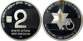 Weltmünzen und Medaillen, Israel. Paralympics. 2 New Sheqalim 1992. 28,80 g. 0.925 Silber. 0.86 OZ. KM 228. Polierte Platte