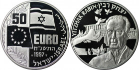 Weltmünzen und Medaillen, Israel. Yitzhak Rabin. Medaille "50 Euro" 1997, Silber. Polierte Platte