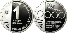 Weltmünzen und Medaillen, Israel. Das Jahr 2000. 1 New Sheqel 1999. 14,40 g. 0.925 Silber. 0.43 OZ. KM 328. Proof Like
