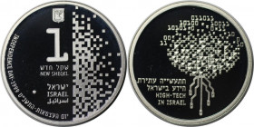 Weltmünzen und Medaillen, Israel. High Tech in Israel. 1 New Sheqel 1999. 14,40 g. 0.925 Silber. 0.43 OZ. KM 325. Stempelglanz