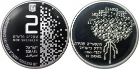 Weltmünzen und Medaillen, Israel. High Tech in Israel. 2 New Sheqalim 1999. 28,80 g. 0.925 Silber. 0.86 OZ. KM 326. Polierte Platte