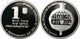Weltmünzen und Medaillen, Israel. Erziehung in Israel - Granetapfel. 1 New Sheqel 2001. 14,40 g. 0.925 Silber. 0.43 OZ. KM 344. Proof Like