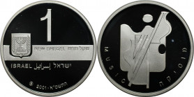 Weltmünzen und Medaillen, Israel. Musilkinstrumente. 1 New Sheqel 2001. 14,40 g. 0.925 Silber. 0.43 OZ. KM 351. Proof Like