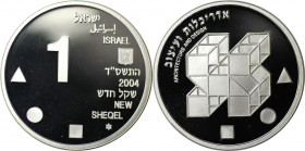 Weltmünzen und Medaillen, Israel. Architektur in Israel. 1 New Sheqel 2004. 14,40 g. 0.925 Silber. 0.43 OZ. KM 377. Proof Like