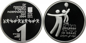 Weltmünzen und Medaillen, Israel. Kinder in Israel. 1 New Sheqel 2004. 14,40 g. 0.925 Silber. 0.43 OZ. KM 380. Proof Like