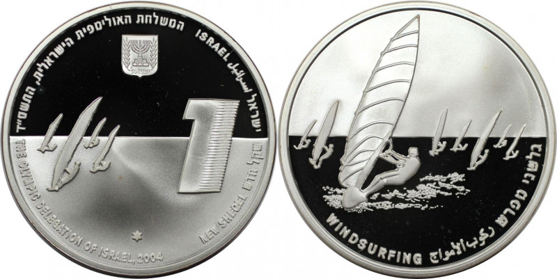 Weltmünzen und Medaillen, Israel. 1. Olympiasieg für Israel - Surfen. 1 New Sheq...