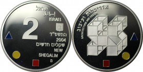 Weltmünzen und Medaillen, Israel. Architektur in Israel. 2 New Sheqalim 2004. 28,80 g. 0.925 Silber. 0.86 OZ. KM 378. Polierte Platte