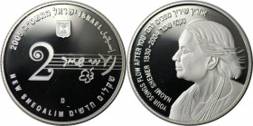 Weltmünzen und Medaillen, Israel. Sängerin Naomi Shemer(first lady of Israel song). 2 New Sheqalim 2005. 28,80 g. 0.925 Silber. 0.86 OZ. KM 413. Polie...