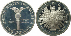 Weltmünzen und Medaillen, Vereinigte Staaten / USA / United States. 200 Jahre Kongress. 1 Dollar 1989 S. 26,73 g. 0.900 Silber. 0.77 OZ. KM 225. KM 22...