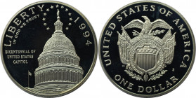 Weltmünzen und Medaillen, Vereinigte Staaten / USA / United States. 200 Jahre Kapitol in Washington. 1 Dollar 1994 S. 26,73 g. 0.900 Silber. 0.77 OZ. ...