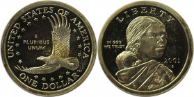 Weltmünzen und Medaillen, Vereinigte Staaten / USA / United States. Amerikanische Ureinwohner - Sacagawea. 1 Dollar 2001 S. KM 310. Polierte Platte