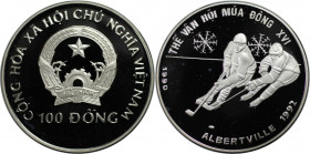 Weltmünzen und Medaillen, Vietnam. "1992 Winter Olympics, Albertville". 100 Dong 1990. 16,0 g. 0.999 Silber. 0.51 OZ. KM 32. Polierte Platte