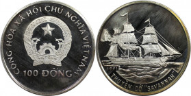 Weltmünzen und Medaillen, Vietnam. Dampfschiff "Savannah". 100 Dong 1991. 16,0 g. 0.999 Silber. 0.51 OZ. KM 35. Polierte Platte