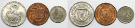 Weltmünzen und Medaillen, Zypern / Cyprus, Lots und Sammlungen. 5 Mils 1978, 25 Mils 1974, 100 Mils 1978. Lot von 3 Münzen. Bild ansehen Lot