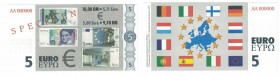 Banknoten, Deutschland / Germany. Banknote-Gestaltungsentwurf (Euro). Europäisches Währungsinstitut 1997 / Europäische Zentralbank, 1998. SPECIMEN. Te...