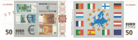 Banknoten, Deutschland / Germany. Banknote-Gestaltungsentwurf (Euro). Europäisches Währungsinstitut 1997 / Europäische Zentralbank, 1998. SPECIMEN. Te...