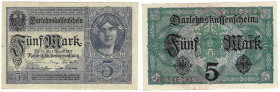 Banknoten, Deutschland / Germany. Deutsches Reich. Darlehenskassenschein 5 Mark 1917. Ro.54c. I