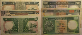 Banknoten, Hong Kong, Lots und Sammlungen. 10 Dollars 1992, 20 Dollars 1988, 20 Dollars 1994. Lot von 3 Banknoten. I