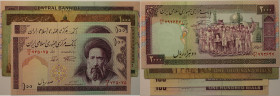 Banknoten, Iran. 2 x 100, 1000, 2000 Rials ND. 4 Stück. I-III