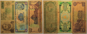 Banknoten, Nicaragua. 1/2 Cordoba 1990, P.173, 1 Cordoba 1992, P.172, 500 Cordobas 1985, P.155. 3 Stück. IV