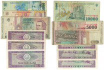 Banknoten, Rumänien / Romania, Lots und Sammlungen. 3 x 10 Lei 1966. P.89. I-III, 1000 Lei 1991. P.97. III, 5000 Lei 1998. P.107. II, 10 000 Lei 1999....