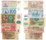 Banknoten, Russland / Russia, Lots und Sammlungen. 1 Rubel 1961. P.222. III, 10 Rubel 1961. P.233. II, 100 Rubel 1991. P.242. II, 100 Rubel 1993. P.25...