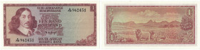 Banknoten, Südafrika / South Africa. 1 Rand 1967. Erste Zeilen mit Bankname und Wert in Afrikaans. Pick 110b. I