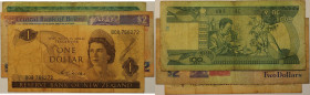 Banknoten, Lots und Sammlungen Banknoten. Neu Zeeland 1 Dollar, Belize 2 Dollars, Ethiopie 100 Birr. Lot von 3 Banknoten 1967-1997. IV
