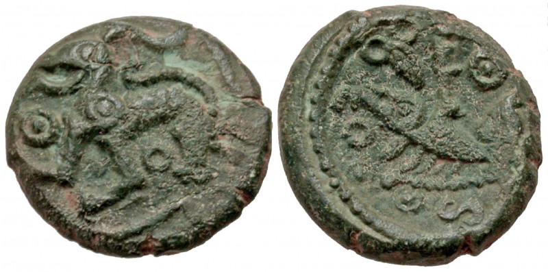 Northeast Gaul, Ambiani. Ca. 50 B.C. Potin unit (13.84 mm, 2.35 g, 1 h). Horse p...