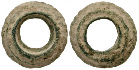 Northwest Gaul, Turoni Tribe. Ca. 500-200 B.C. Celtic proto-money (16.5 mm, 5.34 g). "smooth wheel" type. 

Found near Tours, France. This type was ...