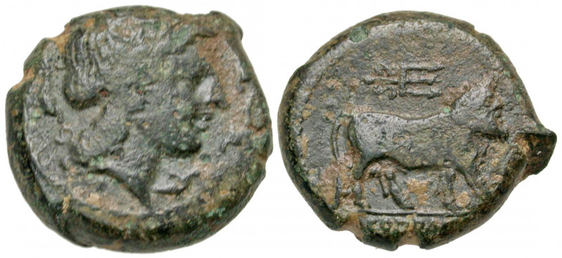Campania, Neapolis. Ca. 317/310-270 B.C. AE unit (19.5 mm, 6.59 g, 7 h). Laureat...