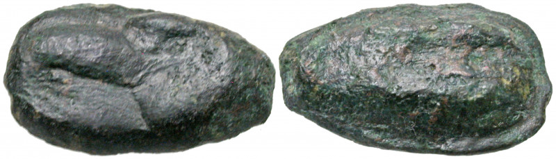Sicily, Akragas. Ca. 450-425 B.C. AE cast onkia (18.4 mm, 4.06 g). Eagle's head ...