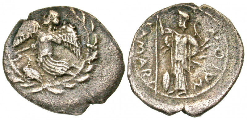 Sicily, Kamarina. Ca. 461-440/35 B.C. AR litra (14.0 mm, 0.72 g, 1 h). Nike flyi...