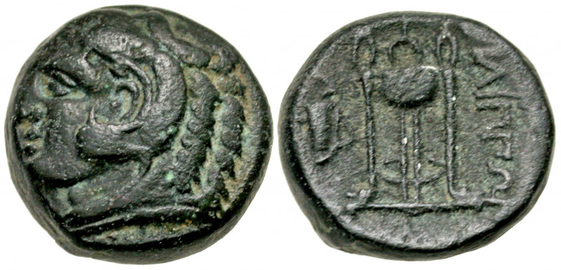 Macedon, Philippi. Ca. 356-345 B.C. AE 16 (16.3 mm, 6.58 g, 11 h). Head of Herak...